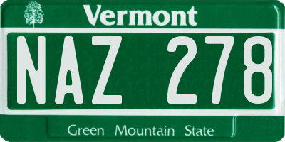 VT license plate NAZ278