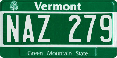 VT license plate NAZ279