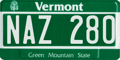 VT license plate NAZ280