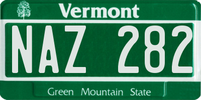 VT license plate NAZ282