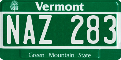 VT license plate NAZ283