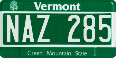 VT license plate NAZ285