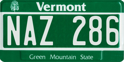 VT license plate NAZ286