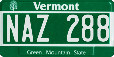 VT license plate NAZ288