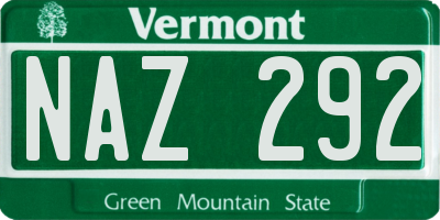 VT license plate NAZ292