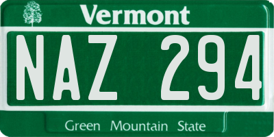 VT license plate NAZ294