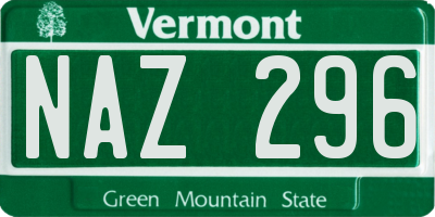 VT license plate NAZ296