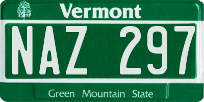 VT license plate NAZ297