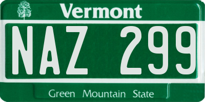 VT license plate NAZ299