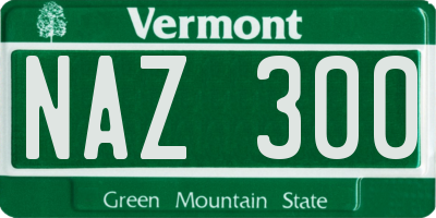 VT license plate NAZ300