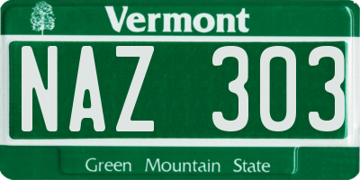 VT license plate NAZ303