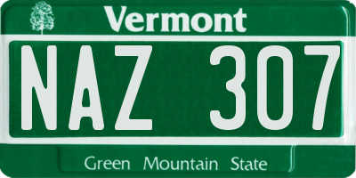 VT license plate NAZ307