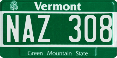 VT license plate NAZ308