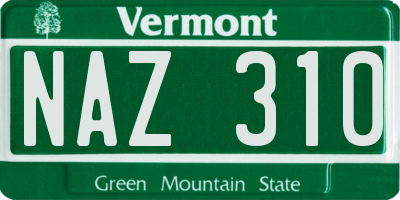 VT license plate NAZ310