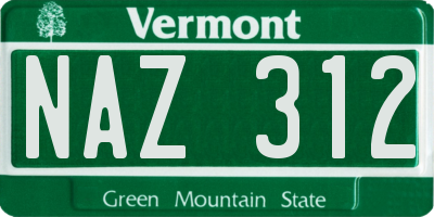 VT license plate NAZ312
