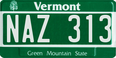 VT license plate NAZ313