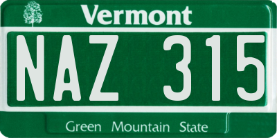 VT license plate NAZ315
