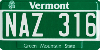 VT license plate NAZ316