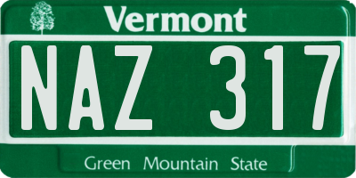 VT license plate NAZ317