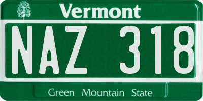 VT license plate NAZ318