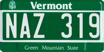 VT license plate NAZ319