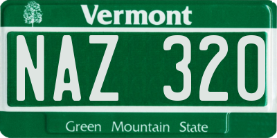 VT license plate NAZ320