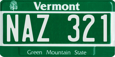 VT license plate NAZ321