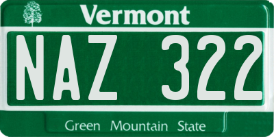 VT license plate NAZ322