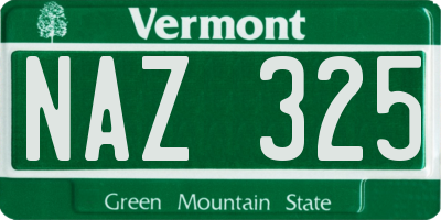 VT license plate NAZ325