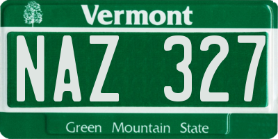 VT license plate NAZ327
