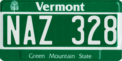 VT license plate NAZ328