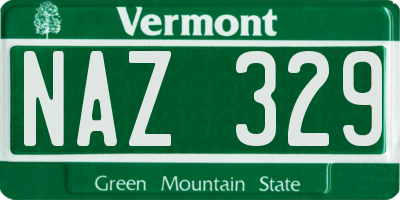 VT license plate NAZ329