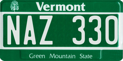VT license plate NAZ330