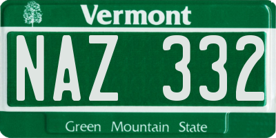 VT license plate NAZ332