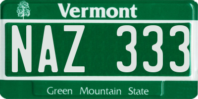 VT license plate NAZ333