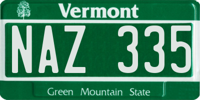 VT license plate NAZ335