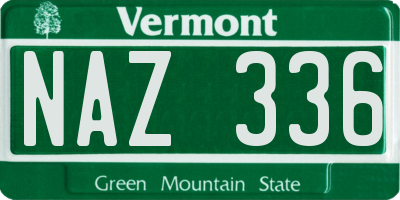 VT license plate NAZ336