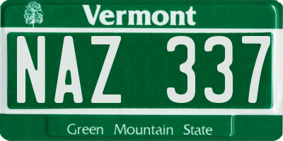 VT license plate NAZ337
