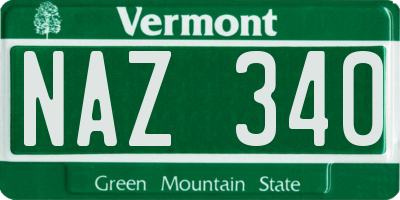 VT license plate NAZ340