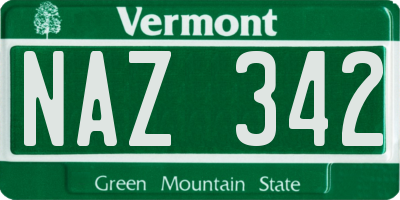 VT license plate NAZ342