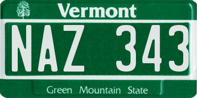 VT license plate NAZ343