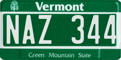 VT license plate NAZ344
