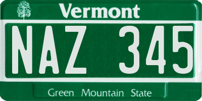 VT license plate NAZ345