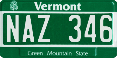 VT license plate NAZ346