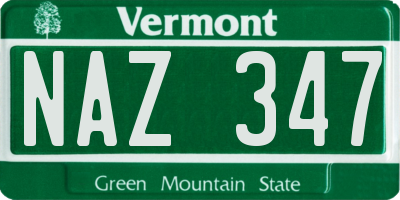 VT license plate NAZ347