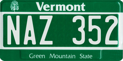 VT license plate NAZ352