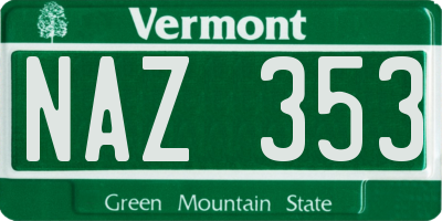 VT license plate NAZ353