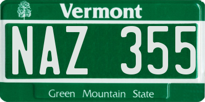 VT license plate NAZ355