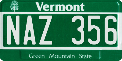 VT license plate NAZ356