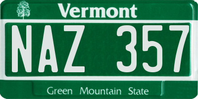 VT license plate NAZ357